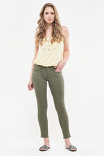 Khaki-colored slim 3/4 jeans - Image n°3