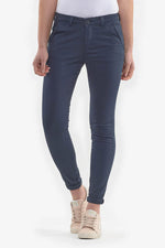 Dark blue women's chinos - Image n°3