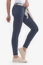 Dark blue women's chinos - Image n°1