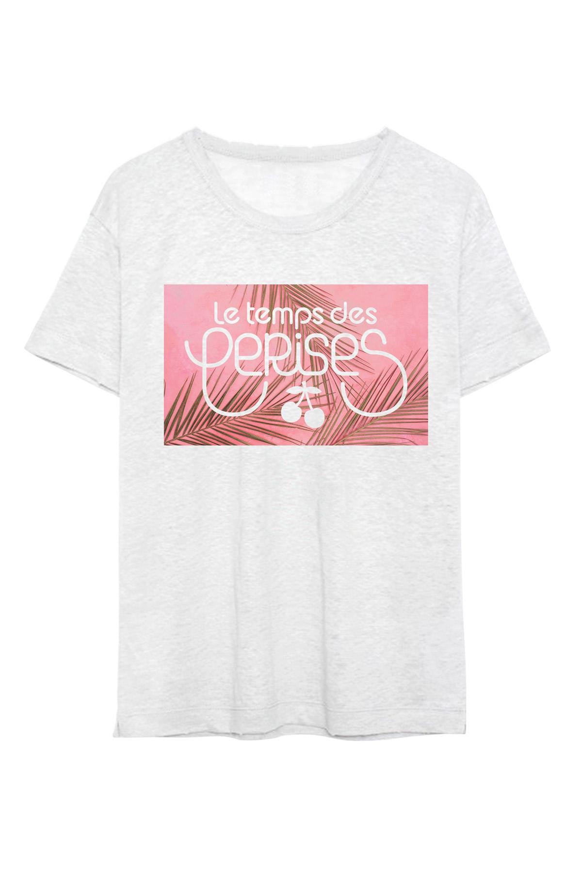 Women's white palm tree print t-shirt - Image n°5