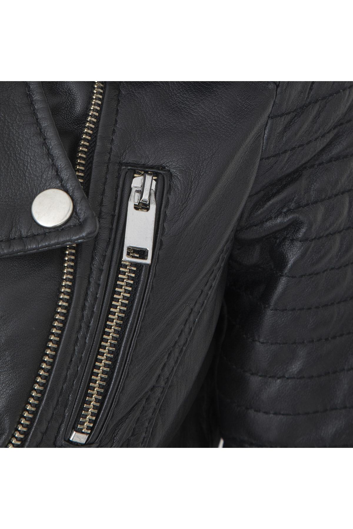 Black quilted perfecto for women - Image n°5