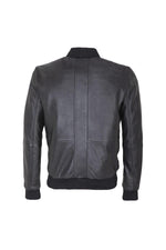 Men's black leather bomber jacket - Image n°2