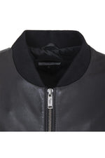 Men's black leather bomber jacket - Image n°3