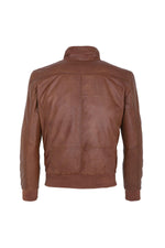 Cognac-colored stand-up collar jacket - Image n°3
