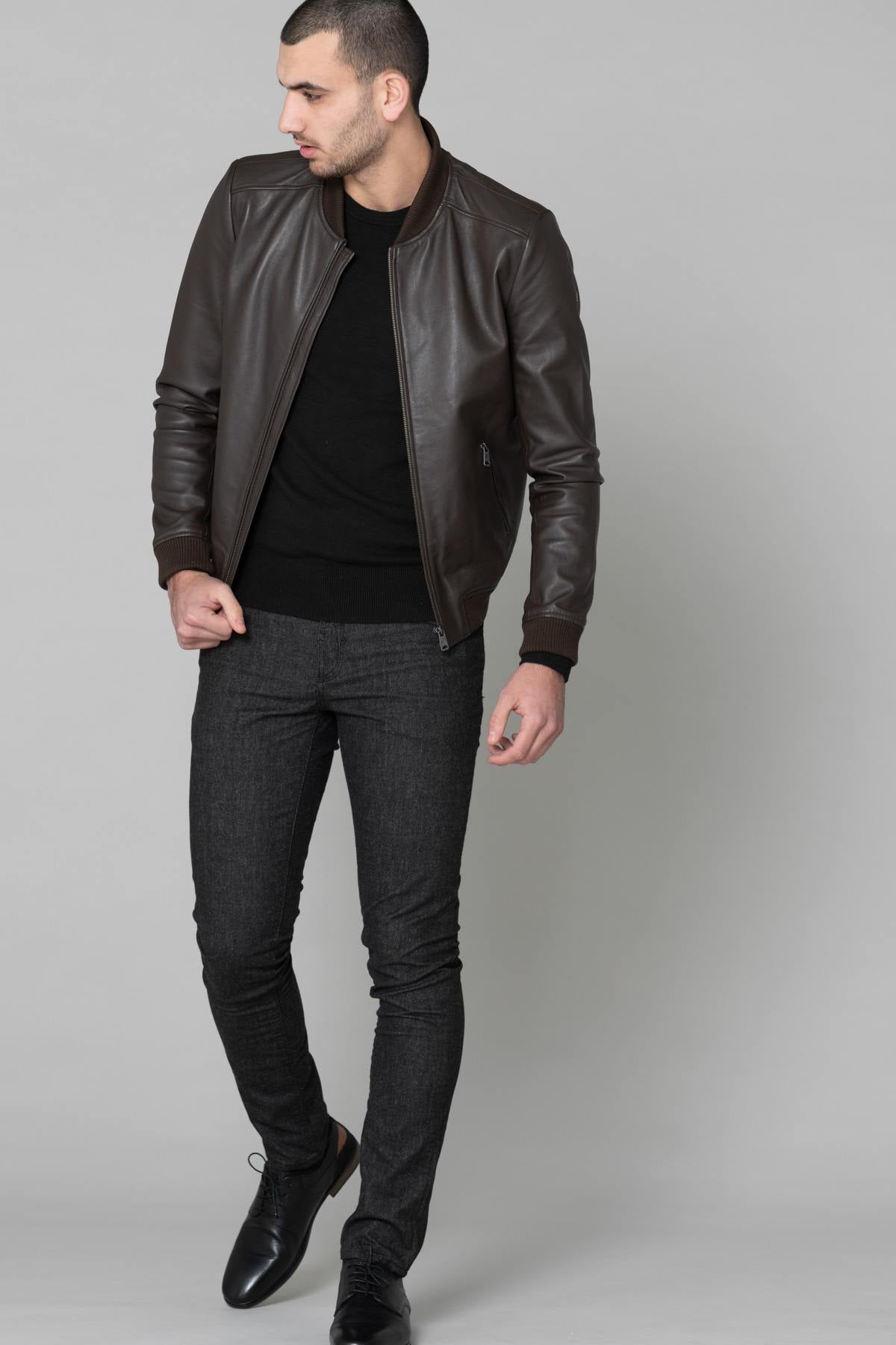 Dark brown leather teddy - Image n°2