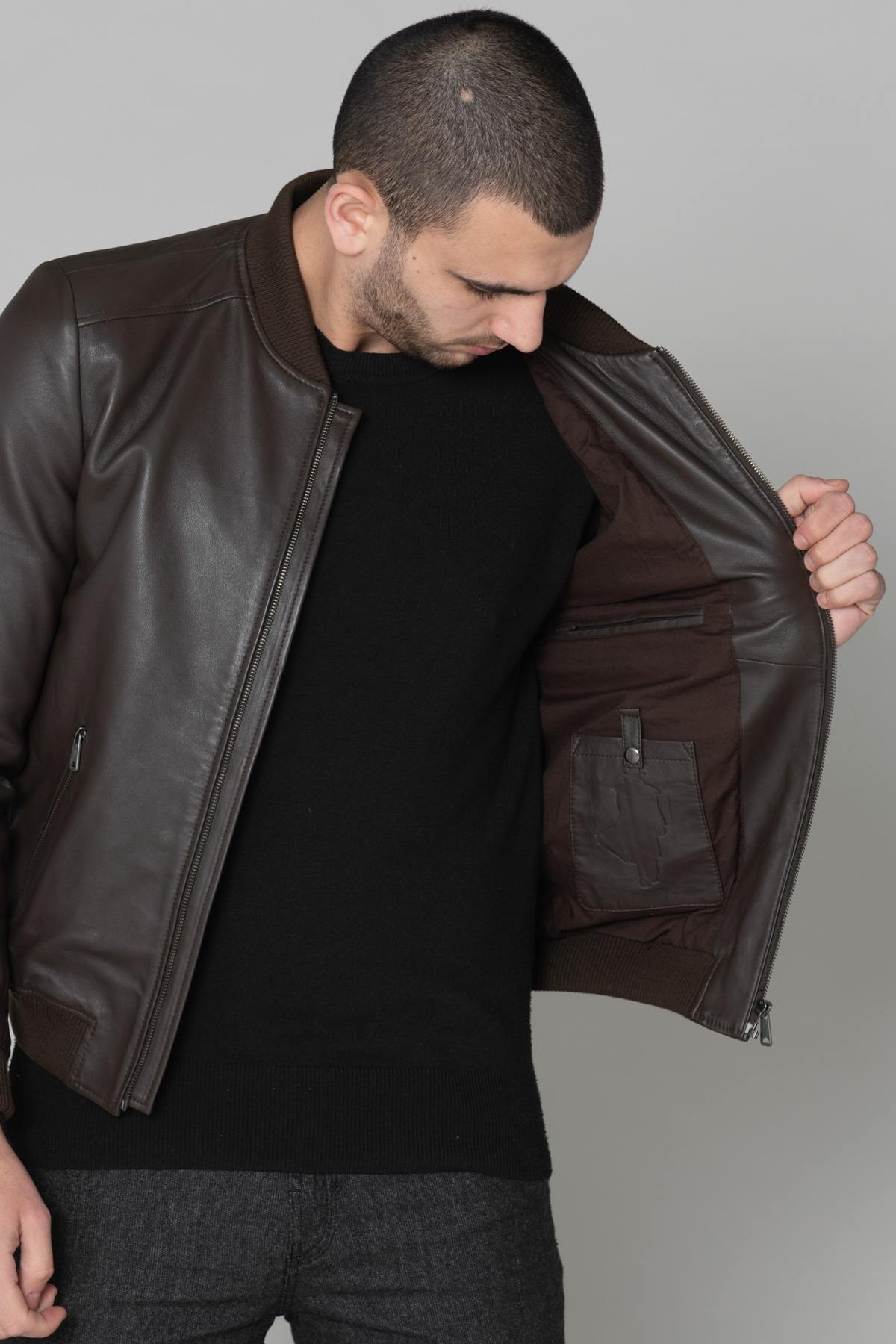 Dark brown leather teddy - Image n°4