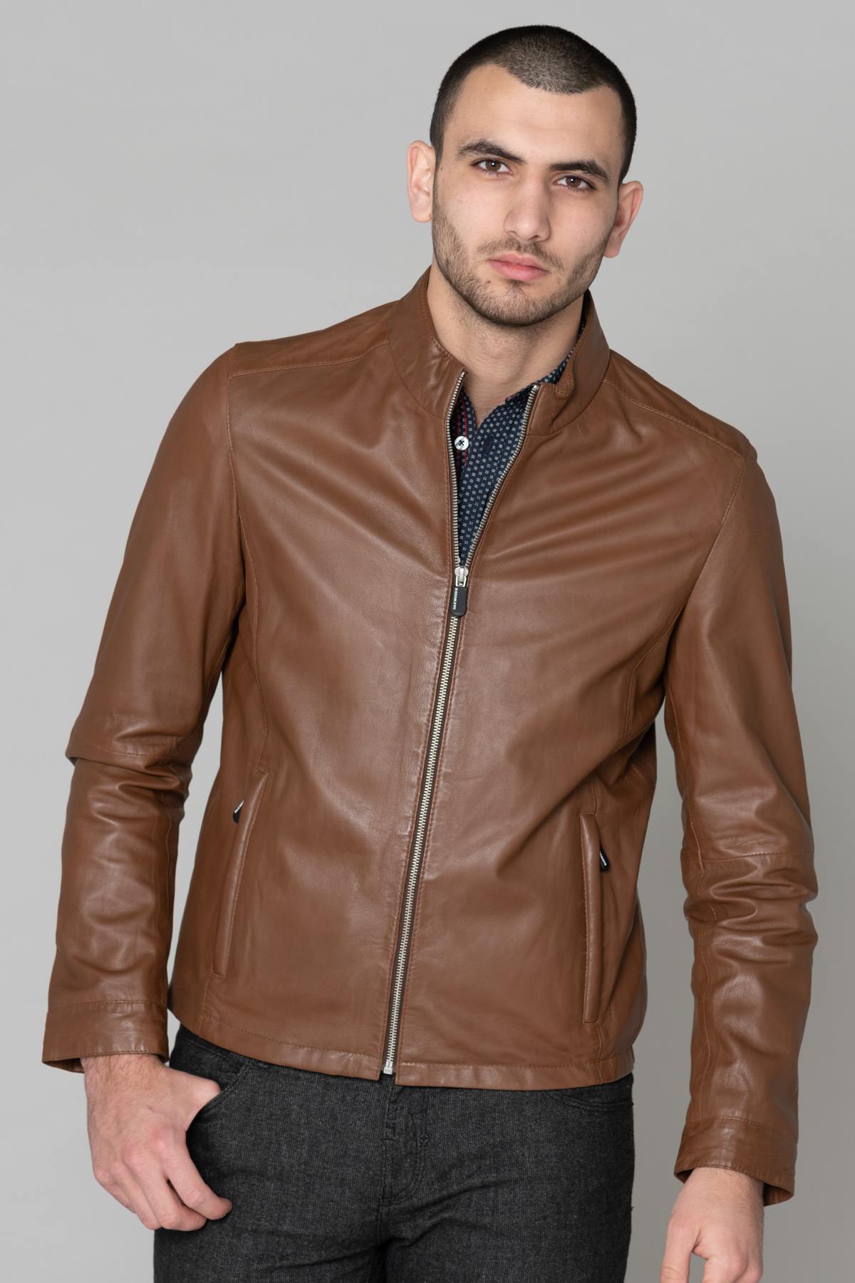 46 Rond Jacket Man Men's Jacket Oakwood RON COGNAC 507 - Hide-Jack.com– Leather-Jack.com