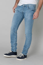 Washed light blue straight jeans - Image n°3