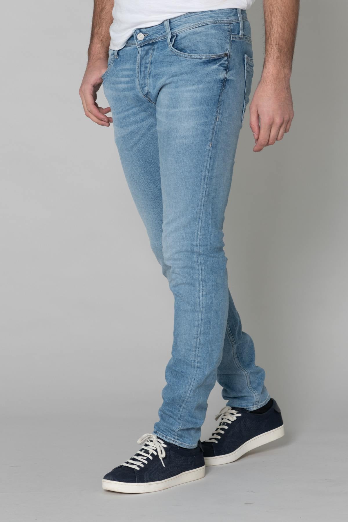 Washed light blue straight jeans - Image n°5