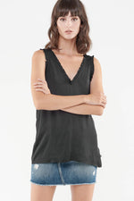 Black polyester sleeveless top - Image n°1