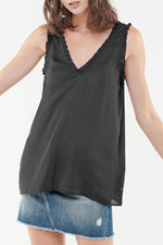 Black polyester sleeveless top - Image n°2
