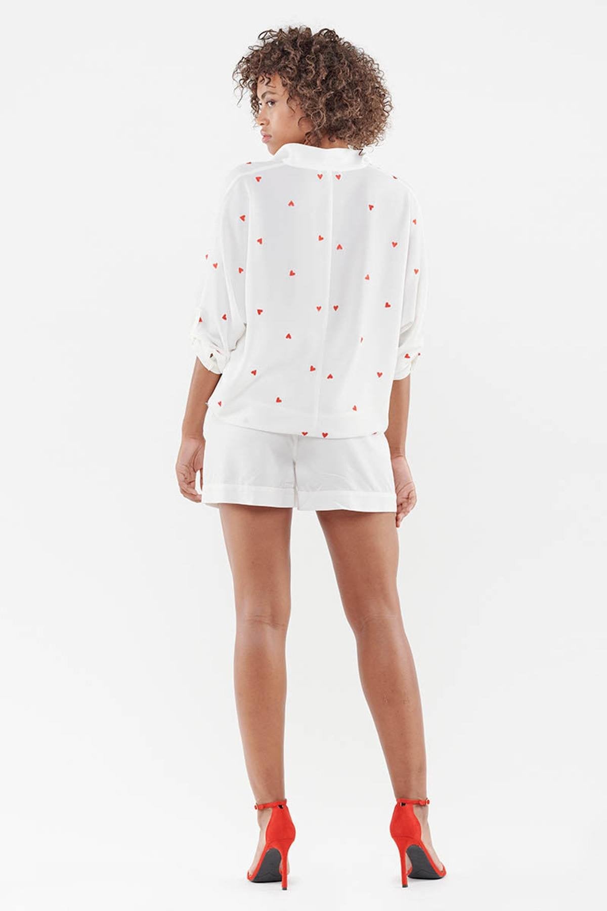 Off-white heart-embroidered blouse - Image n°3