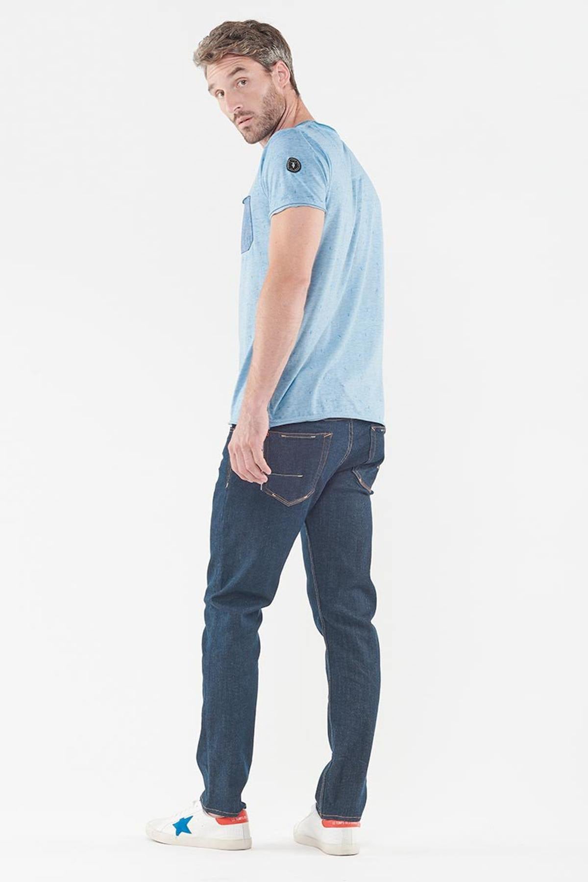 Men's blue t-shirt with chest pocket - Image n°2