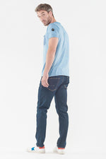 Men's blue t-shirt with chest pocket - Image n°2