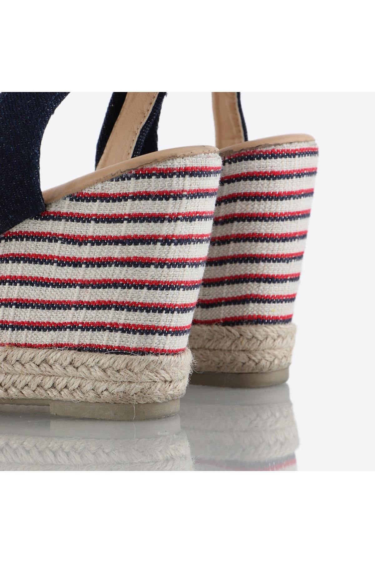 Blue denim wedge sandals - Image n°4