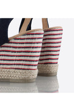 Blue denim wedge sandals - Image n°4
