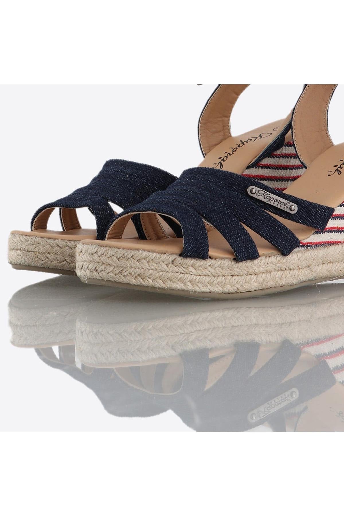 Blue denim wedge sandals - Image n°2