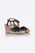 Blue denim wedge sandals - Image n°1