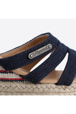 Blue denim wedge sandals - Image n°7