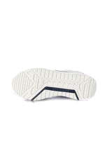White and navy synthetic leather sneakers - Image n°5