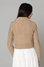 Short perfecto in beige suede leather - Image n°4