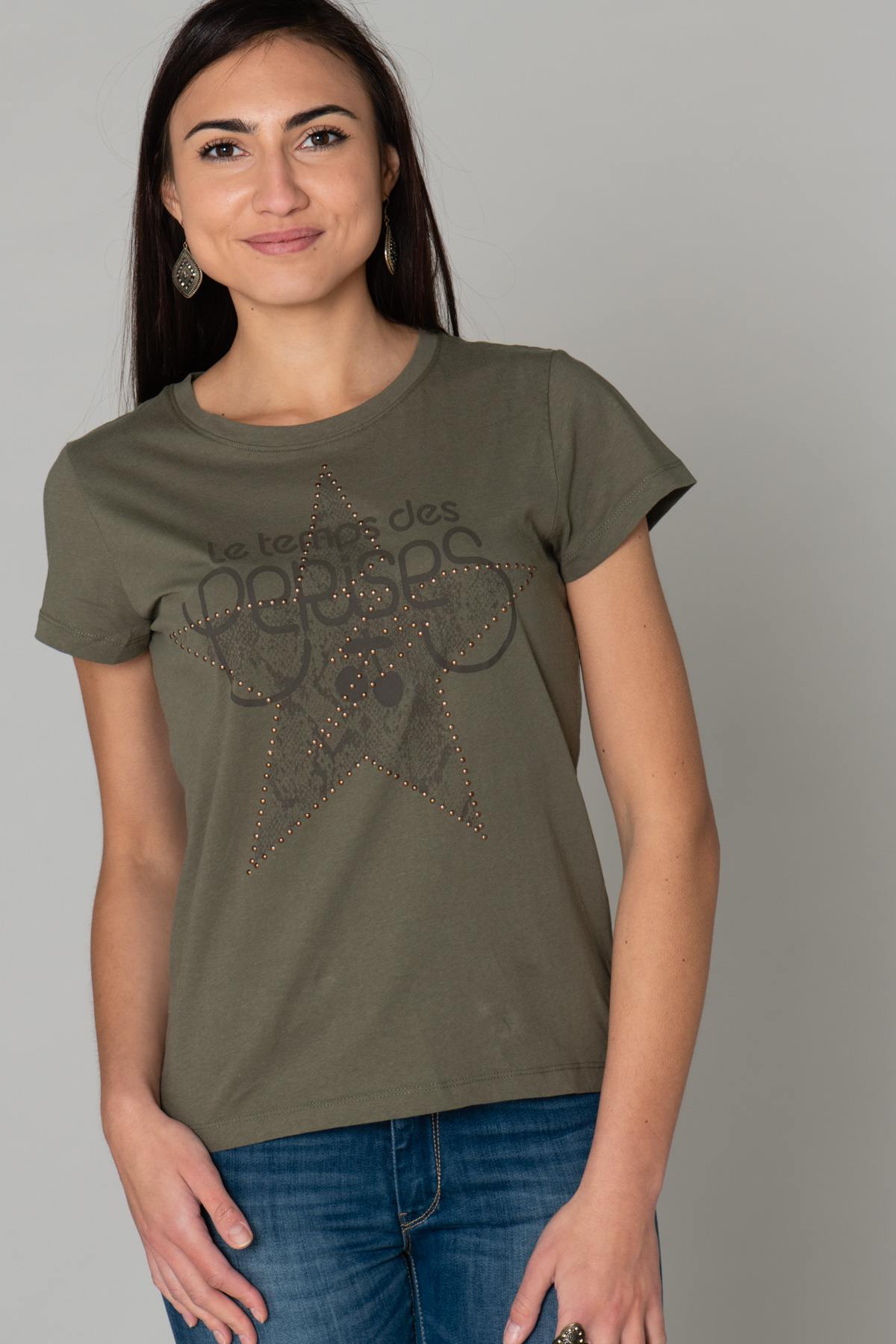 Women's khaki t-shirt - Image n°1