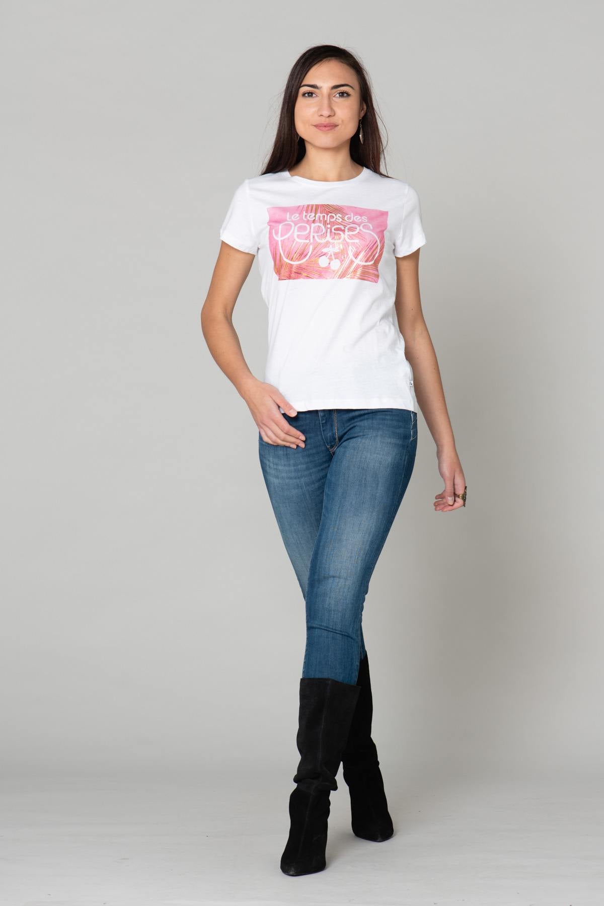 Women's white palm tree print t-shirt - Image n°2