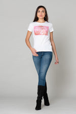 Women's white palm tree print t-shirt - Image n°2