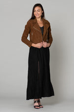 Short perfecto in cognac suede leather - Image n°2