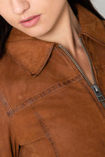 Brown nubuck leather jacket - Image n°2