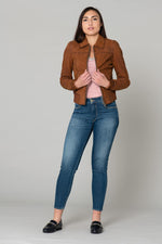 Brown nubuck leather jacket - Image n°3