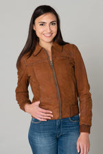 Brown nubuck leather jacket - Image n°1