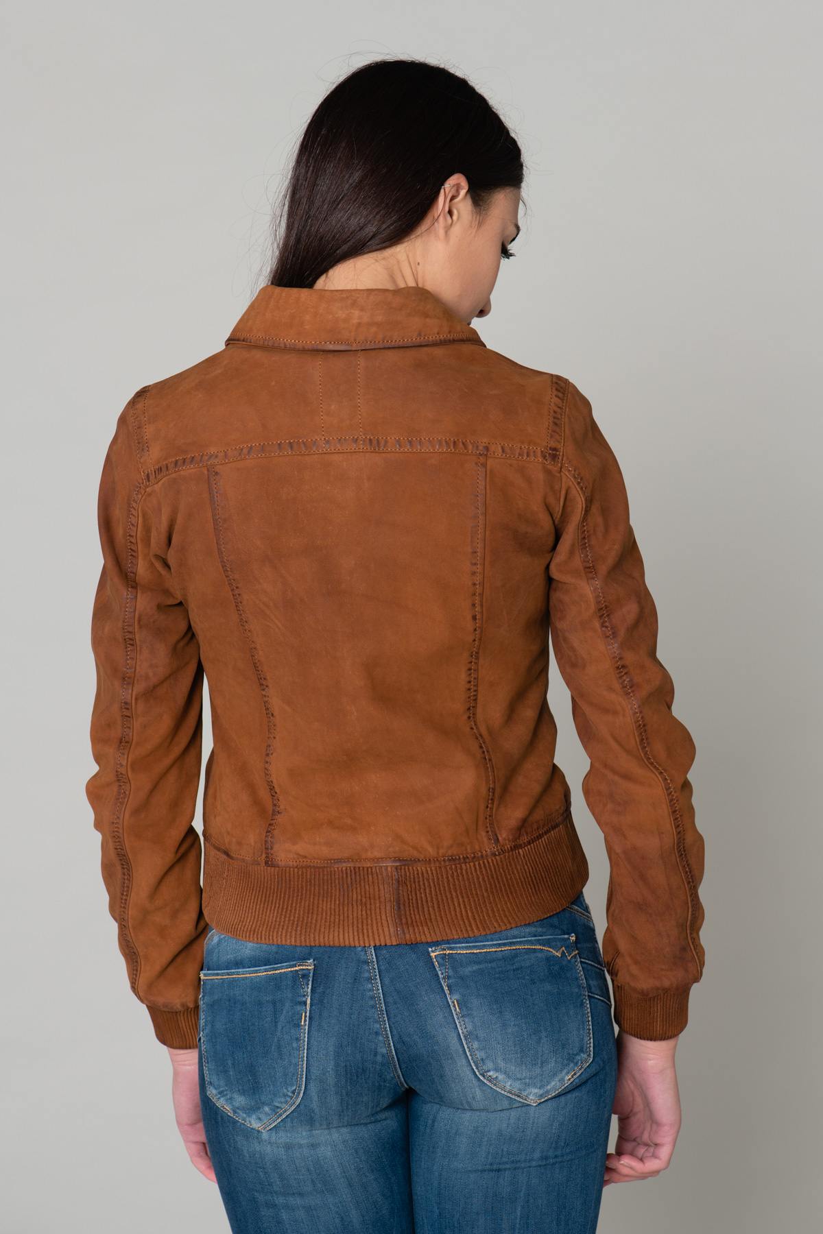 Brown nubuck leather jacket - Image n°6