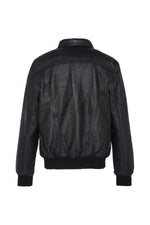 Men's black leather bomber jacket - Image n°7