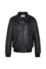 Men's black leather bomber jacket - Image n°6