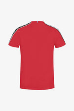 Red t-shirt with white and black piping - Image n°1