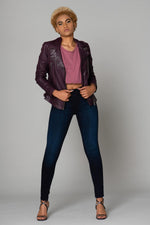 Plum sheepskin leather perfecto - Image n°2