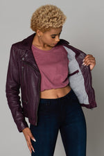 Plum sheepskin leather perfecto - Image n°5