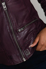 Plum sheepskin leather perfecto - Image n°8