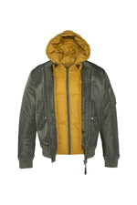 Khaki bomber with yellow removable hood - Image n°10