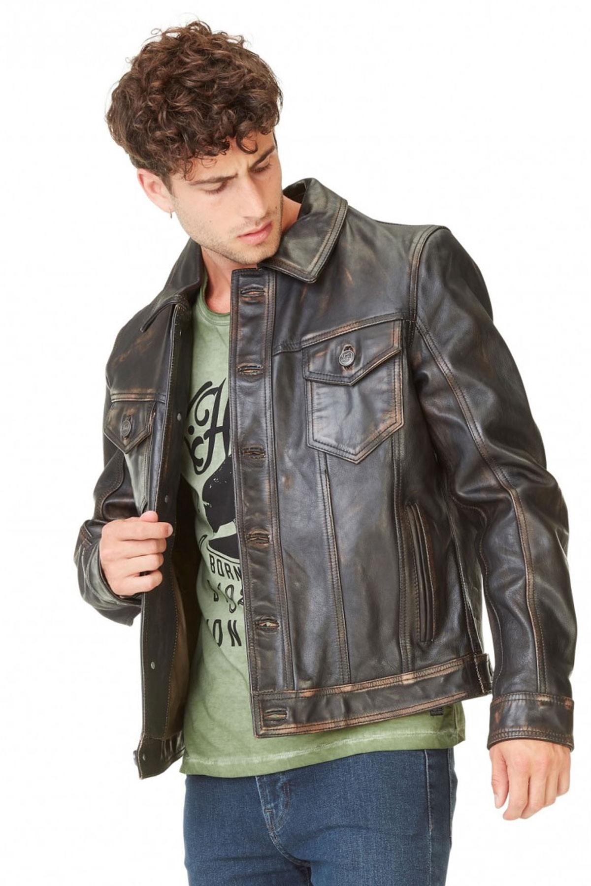 Vintage cowhide leather jacket - Image n°2
