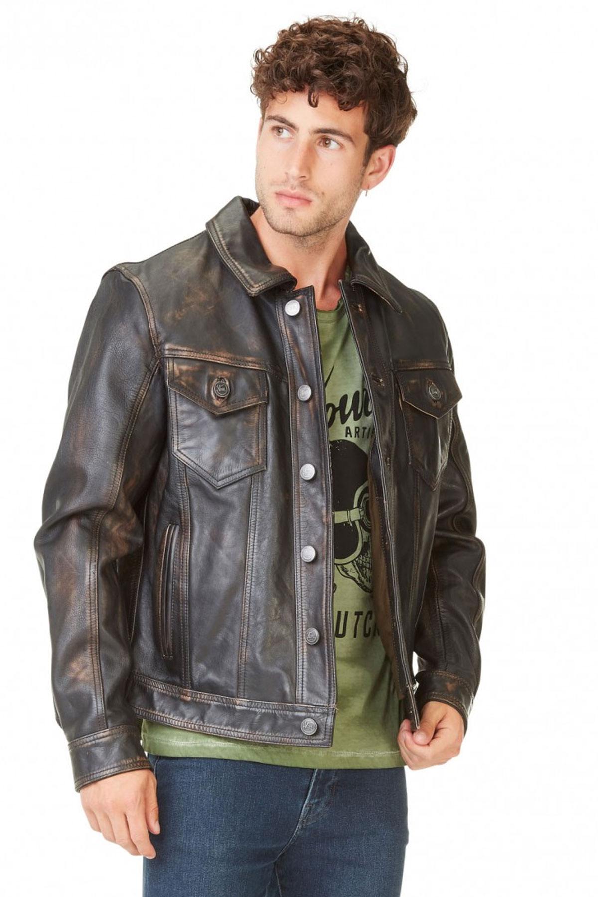 Vintage cowhide leather jacket - Image n°3
