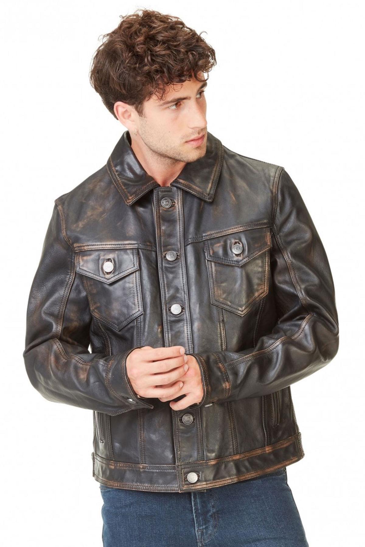 Vintage cowhide leather jacket - Image n°4