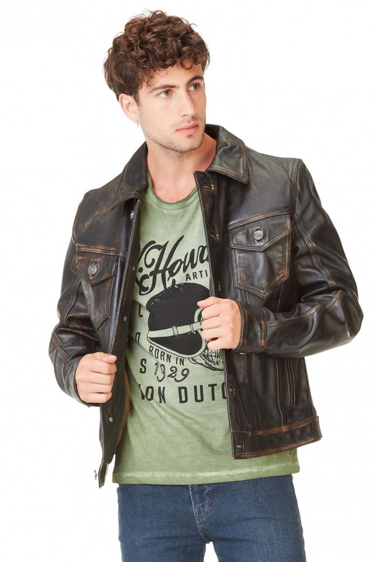 Vintage cowhide leather jacket - Image n°6