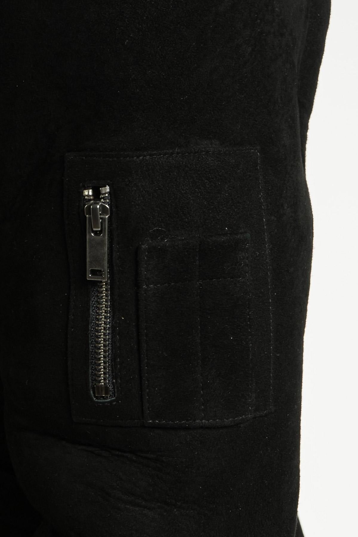 Black shearling bomber jacket - Image n°6