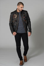 High-quality, patched leather jacket - Image n°4
