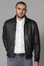 Dark brown leather jacket - Image n°1