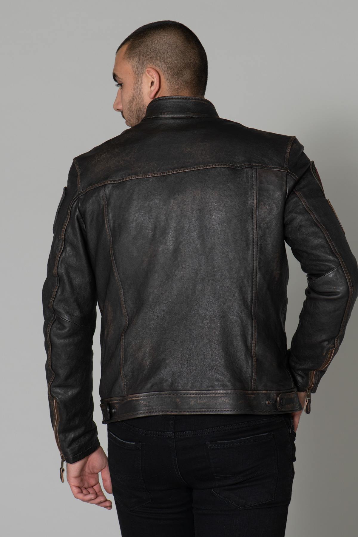 High-quality, patched leather jacket - Image n°7