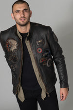 High-quality, patched leather jacket - Image n°5