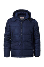 Navy blue hooded down jacket - Image n°4